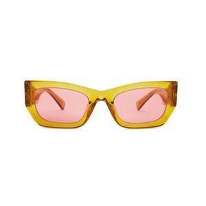 Miu Miu Bold Gold Rectangle Frame Sunglasses